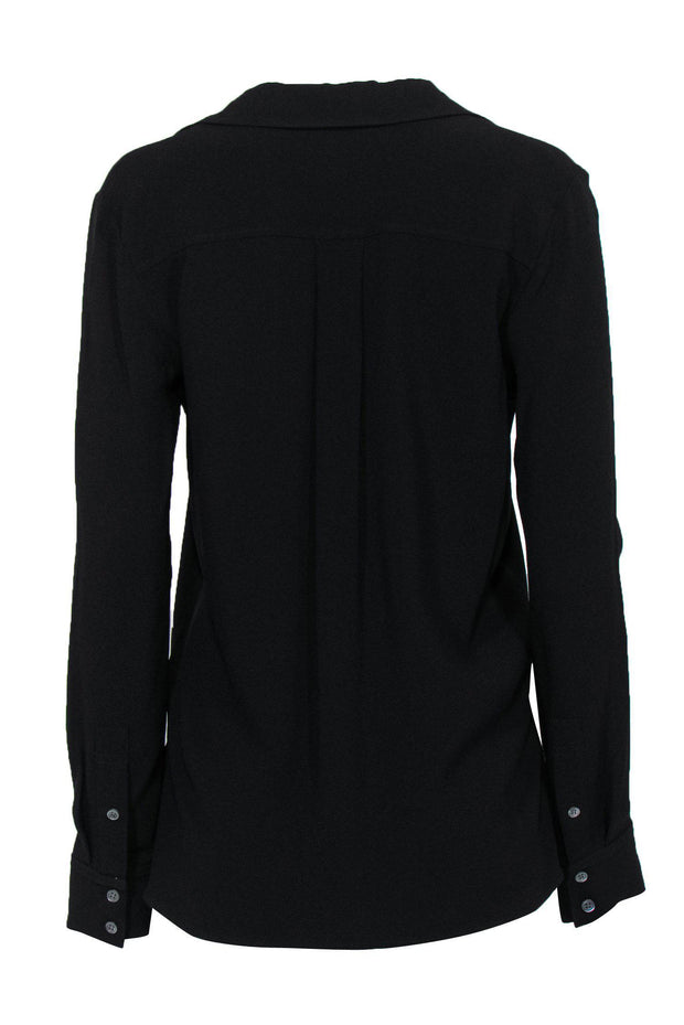 Current Boutique-Theory - Black Collar Long Sleeve Blouse Sz S