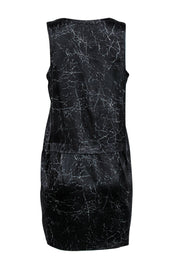 Current Boutique-Theory - Black Lightning Flash Printed Satin Shift Dress Sz 10