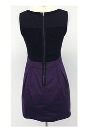 Current Boutique-Theory - Black & Purple Wool Blend Sleeveless A-Line Dress Sz 2