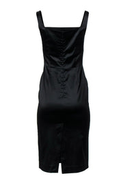 Current Boutique-Theory - Black Satin Scoop Neck Sheath Dress Sz 6