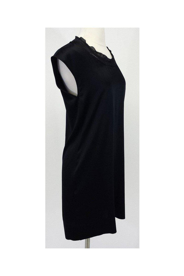 Current Boutique-Theory - Black Silk Shift Dress w/Chain Neckline Detail Sz 8