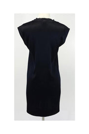 Current Boutique-Theory - Black Silk Shift Dress w/Chain Neckline Detail Sz 8