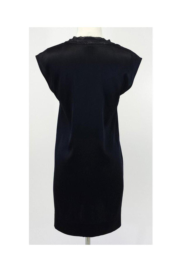 Current Boutique-Theory - Black Silk Shift Dress w/Chain Neckline Detail Sz 8