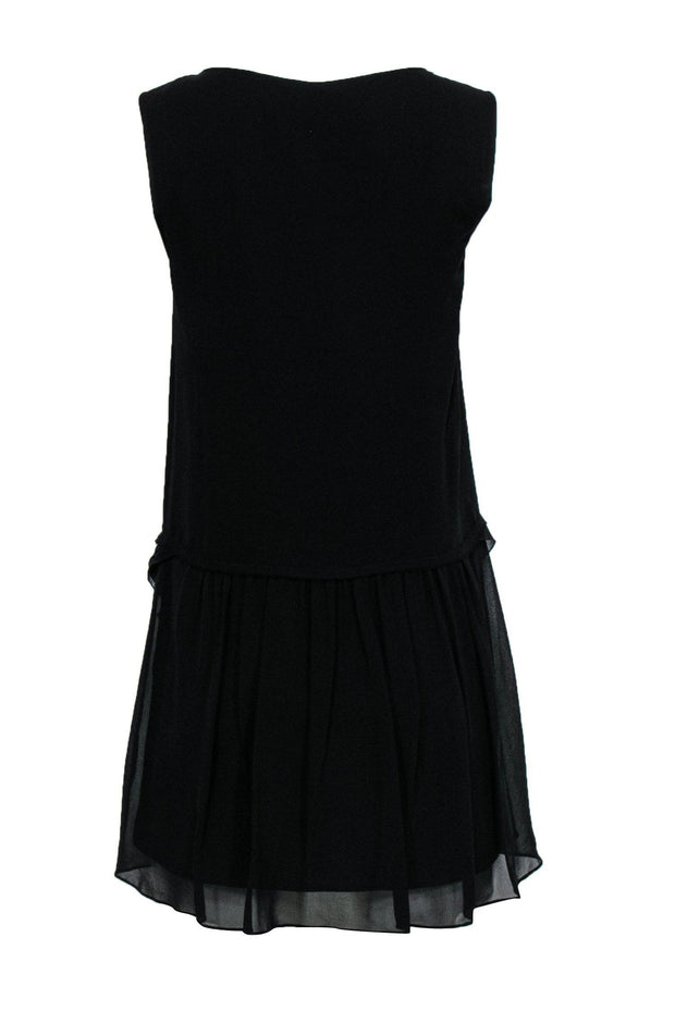 Current Boutique-Theory - Black Sleeveless Drop Waist Silk Dress w/ Ruffle Skirt Sz 2