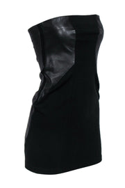 Current Boutique-Theory - Black Strapless Bodycon Dress w/ Faux Leather Paneling Sz 6