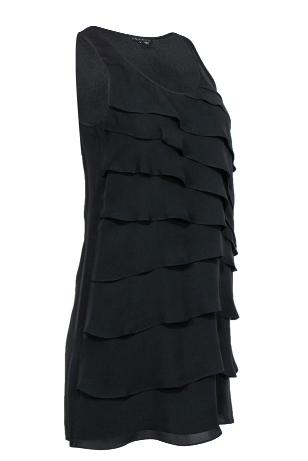 Current Boutique-Theory - Black Tiered Ruffled Tank Shift Dress Sz 2