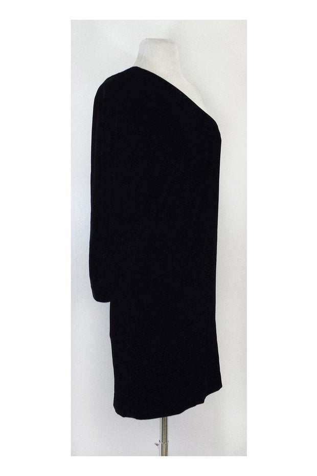 Current Boutique-Theory - Black Velvet One Shoulder Birkita Dress Sz 4