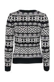 Current Boutique-Theory - Black & White Print Chunky Knit Wool Sweater Sz P