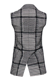 Current Boutique-Theory - Black & White Woven Houndstooth Print Open Vest Sz 0