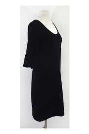 Current Boutique-Theory - Black Wool 3/4 Sleeve Shift Dress Sz S