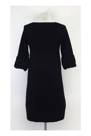 Current Boutique-Theory - Black Wool 3/4 Sleeve Shift Dress Sz S