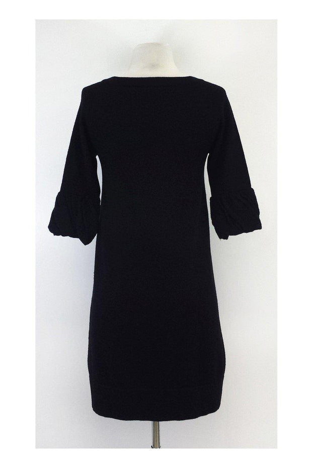 Current Boutique-Theory - Black Wool 3/4 Sleeve Shift Dress Sz S