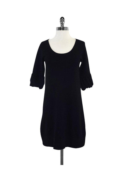 Current Boutique-Theory - Black Wool 3/4 Sleeve Shift Dress Sz S