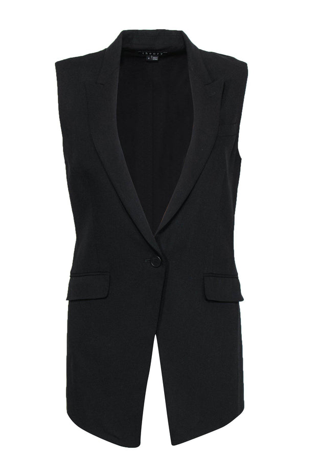 Current Boutique-Theory - Black Wool Blend Blazer Vest Sz 8