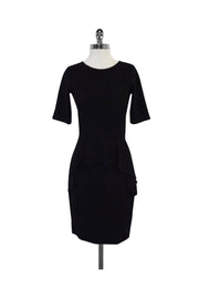 Current Boutique-Theory - Black Wool Peplum Dress Sz 6