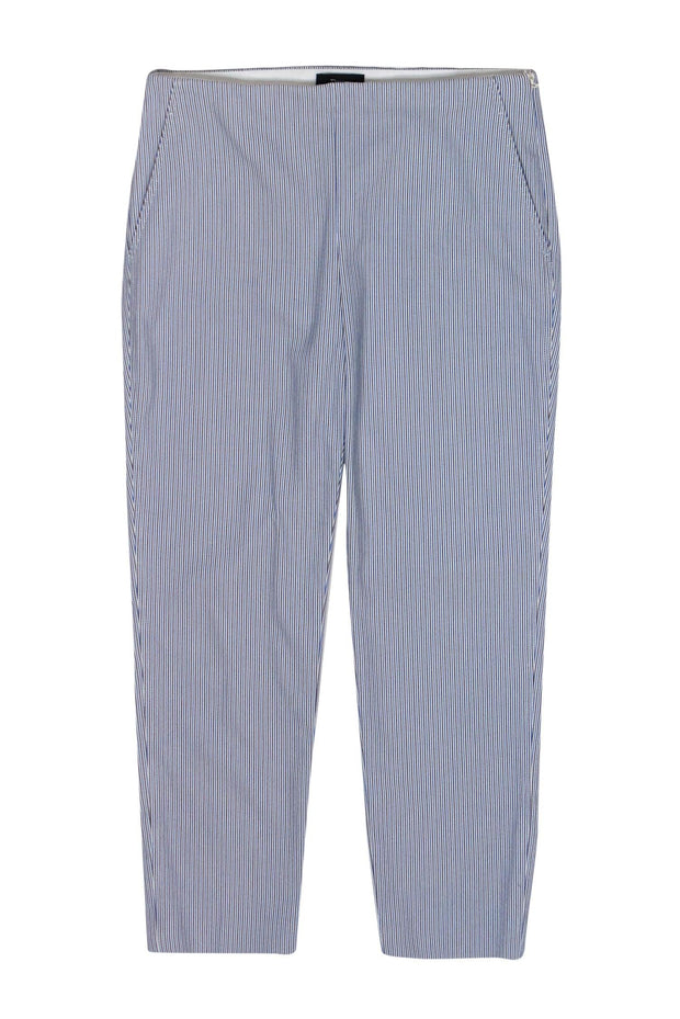 Current Boutique-Theory - Blue, Black & White Striped Tapered Trousers Sz 6