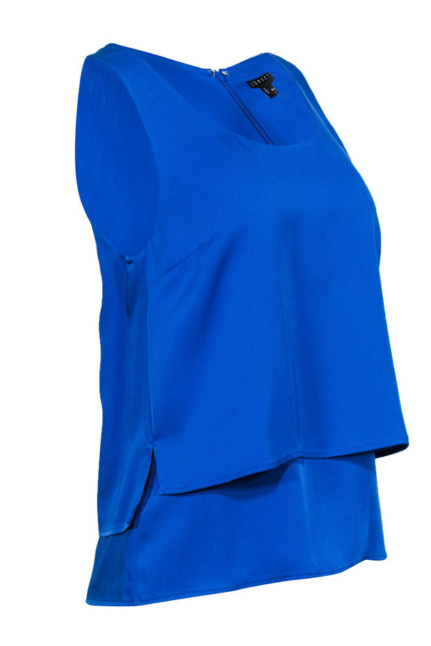 Current Boutique-Theory - Bright Blue Silk Layered Tank Sz S