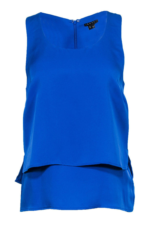 Current Boutique-Theory - Bright Blue Silk Layered Tank Sz S