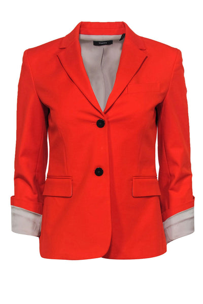 Current Boutique-Theory - Bright Orange Double Flap Pocket Blazer Sz 2