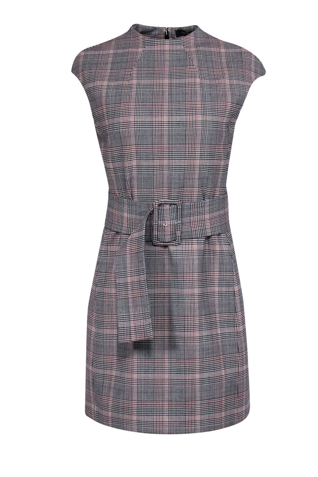 Current Boutique-Theory - Brown & Merlot Plaid Cap Sleeve Sheath Dress Sz 4