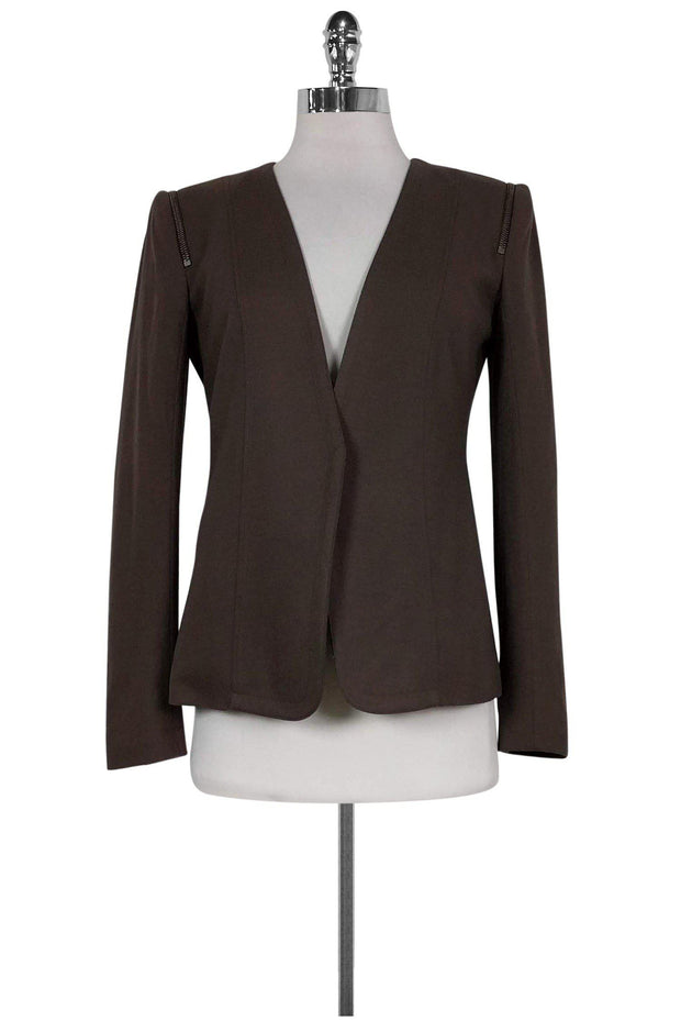 Current Boutique-Theory - Brown Wool Blazer w/ Zippers Sz P