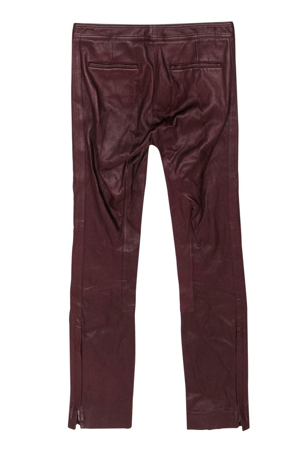 Current Boutique-Theory - Burgundy Piped Leather Skinny Pants Sz 4