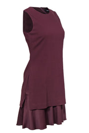 Current Boutique-Theory - Burgundy Shift Dress w/ Satin Layered Hem Sz 4