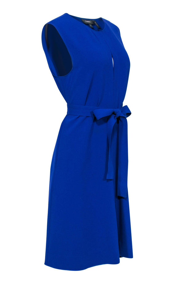 Current Boutique-Theory - Cobalt Blue Belted Hook-Front Shift Dress Sz 12