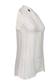 Current Boutique-Theory - Cream Draped Neck Silk Blend Sleeveless Blouse Sz P