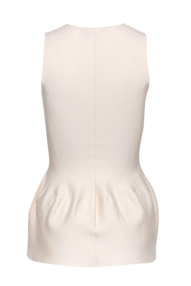 Current Boutique-Theory - Cream Knit Wool Blend Peplum Tank Sz S