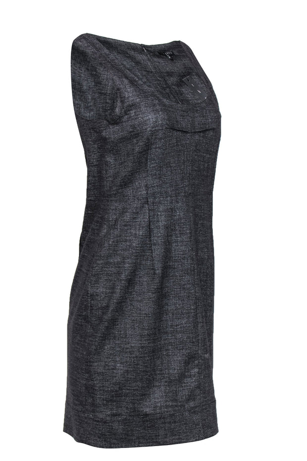 Current Boutique-Theory - Dark Gray & Speckled Scoop Neck 'Abia' Wool Blend Dress Sz 8