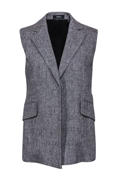 Current Boutique-Theory - Gray Linen Blazer-Style Vest Sz 2