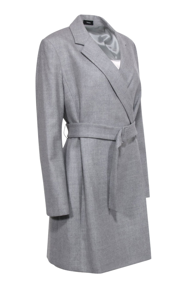 Current Boutique-Theory - Grey Belted Blazer Wool Dress Sz 10