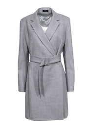 Current Boutique-Theory - Grey Belted Blazer Wool Dress Sz 10