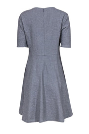 Current Boutique-Theory - Grey Textured Short Sleeve A-Line "Albita" Dress Sz 12