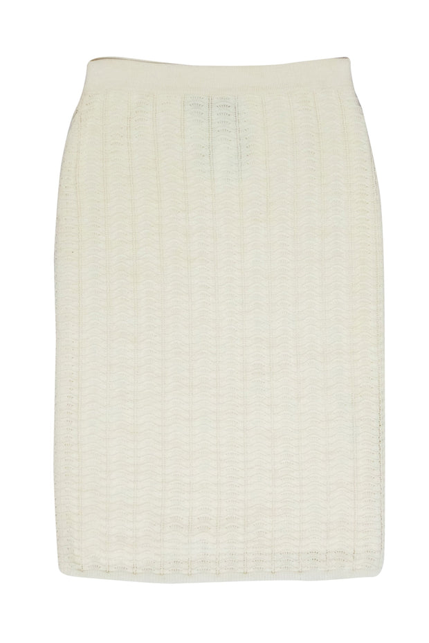 Current Boutique-Theory - Ivory Knit Pencil Skirt Sz M