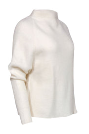 Current Boutique-Theory - Ivory Ribbed Knit Mock Neck Wool Blend "Sascha" Sweater Sz M