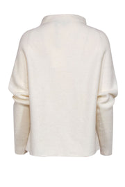 Current Boutique-Theory - Ivory Ribbed Knit Mock Neck Wool Blend "Sascha" Sweater Sz M