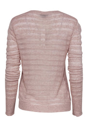 Current Boutique-Theory - Light Pink Sheer Textured Striped Sweater Sz M