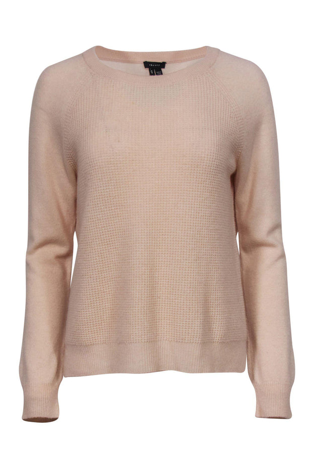 Current Boutique-Theory - Light Pink Waffle Knit Cashmere Sweater Sz M