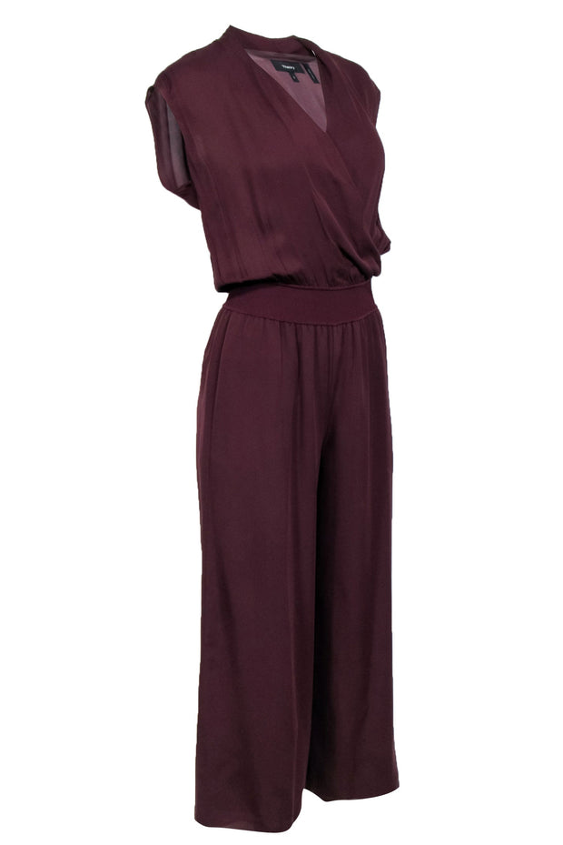 Current Boutique-Theory - Maroon Plunge Neckline Jumpsuit Sz S