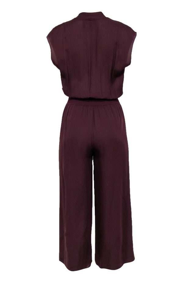 Current Boutique-Theory - Maroon Plunge Neckline Jumpsuit Sz S