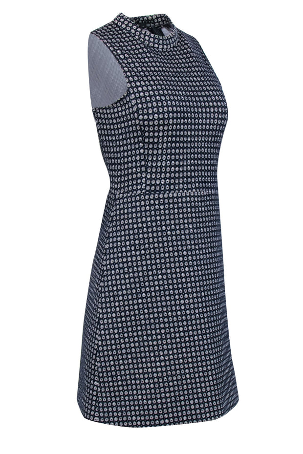 Current Boutique-Theory - Navy & Cream Print Sleeveless Sheath Dress Sz 4