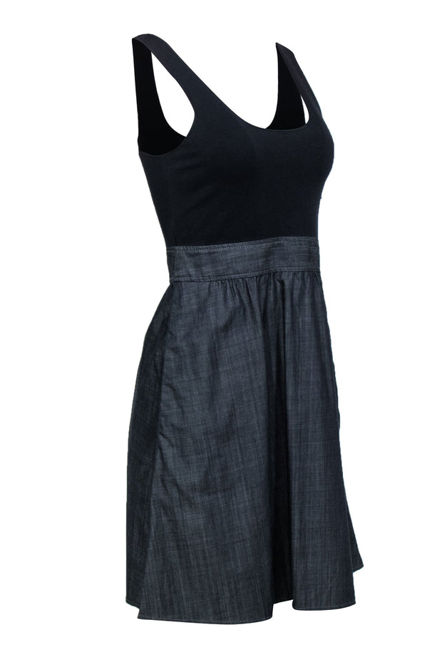 Current Boutique-Theory - Navy & Dark Chambray Scoop Neck A-Line Dress Sz 2