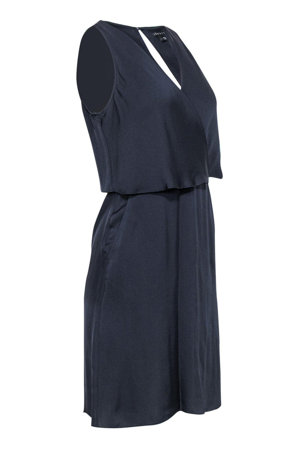 Current Boutique-Theory - Navy Silk Layered Draped Dress Sz 0