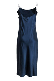 Current Boutique-Theory - Navy Silk Satin Midi Slip Dress Sz L