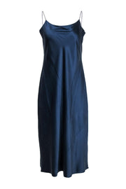 Current Boutique-Theory - Navy Silk Satin Midi Slip Dress Sz L