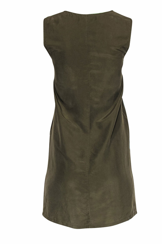 Current Boutique-Theory - Olive Silk Shift Shirtdress w/ Pockets Sz 0