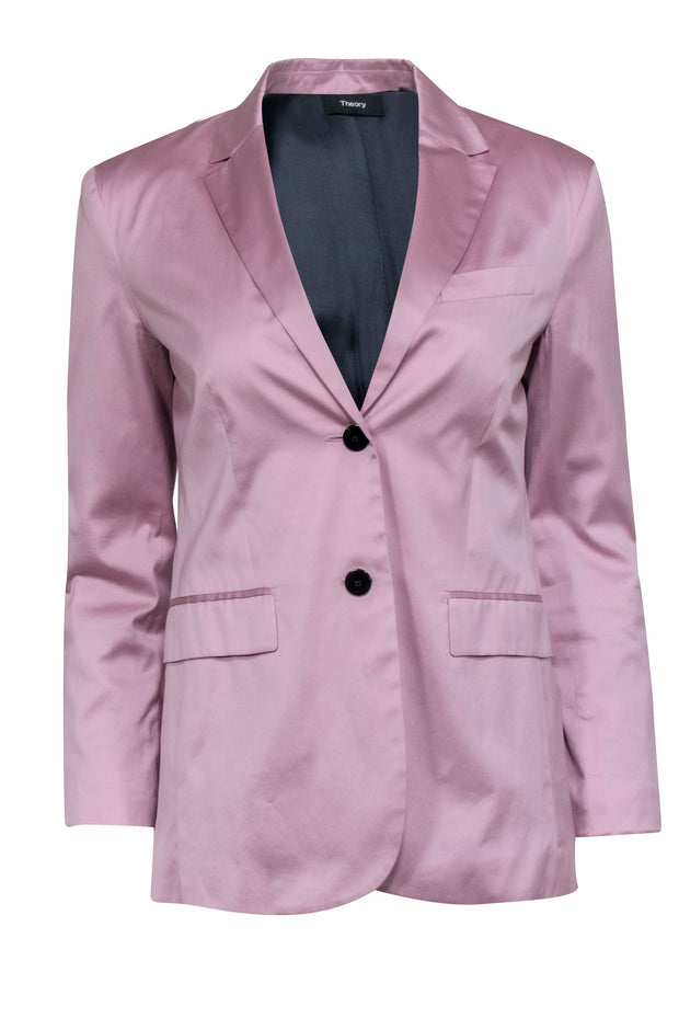 Current Boutique-Theory - Pink Cotton Fitted Blazer w/ Notched Lapels Sz 2