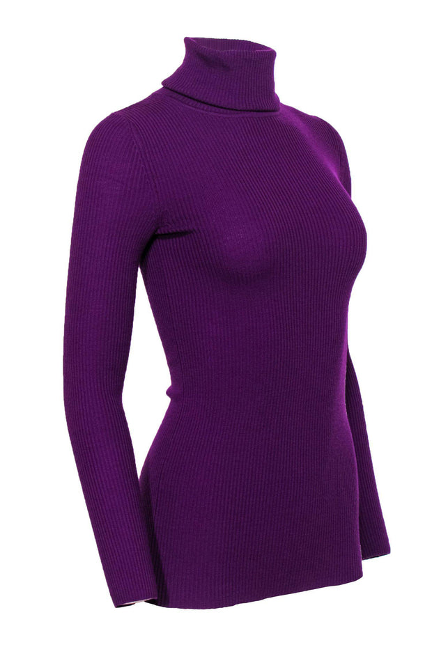 Current Boutique-Theory - Purple Ribbed Knit Turtleneck Sweater Sz P